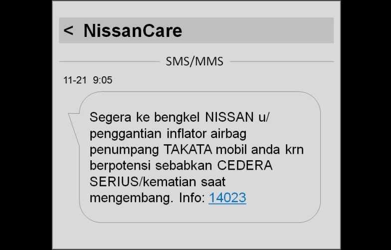 sms recall Nissan Grand Livina Indonesia