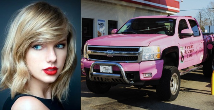 Taylor Swift First Car - Bright Pink Chevy Silverado