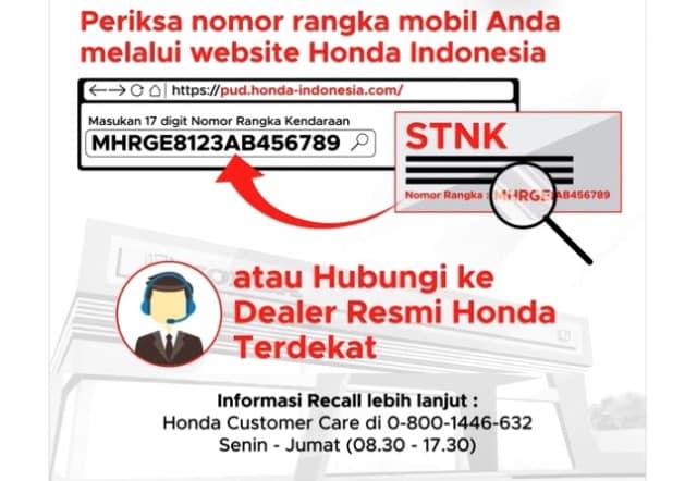 Cara cek Mobil Honda Apakah kena Recall