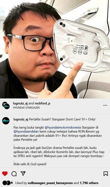 BBM untuk Stargazer disarankan PertaMax